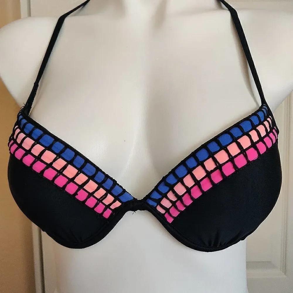 California Waves crochet trimmed push-up bikini top